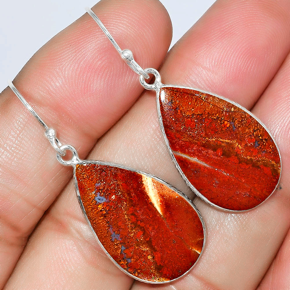Natural Red Moss Agate Earrings E-1001 SDE59250