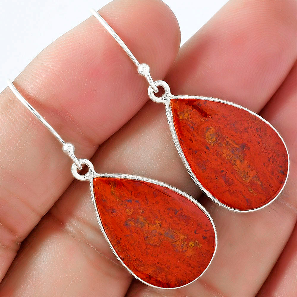 Natural Red Moss Agate Earrings E-1001 SDE59433