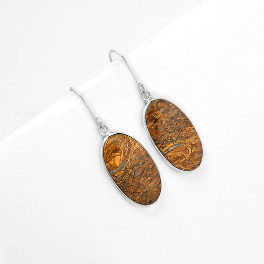 Natural Coquina Fossil Jasper India Earrings E-1001 SDE61373