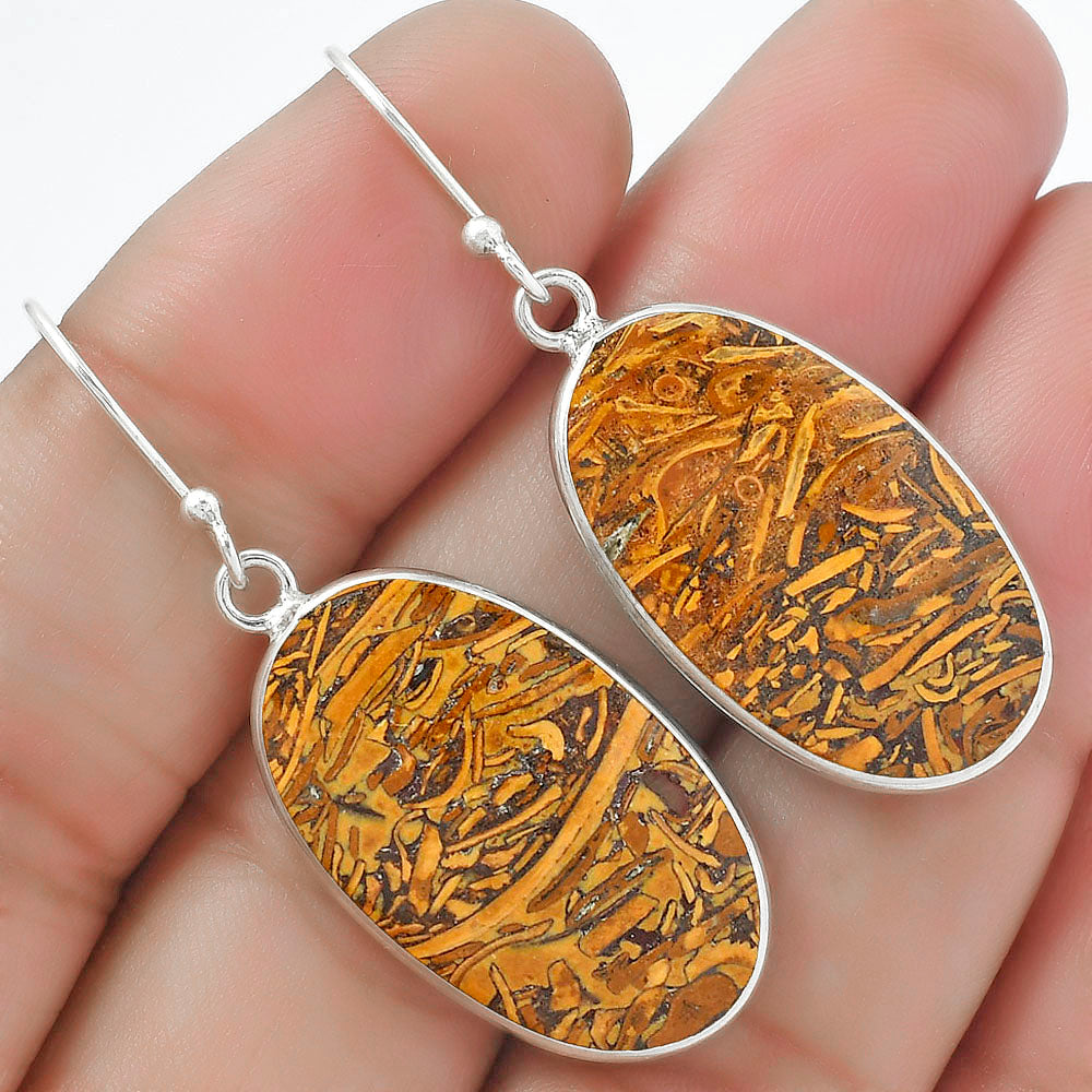 Natural Coquina Fossil Jasper India Earrings E-1001 SDE61379