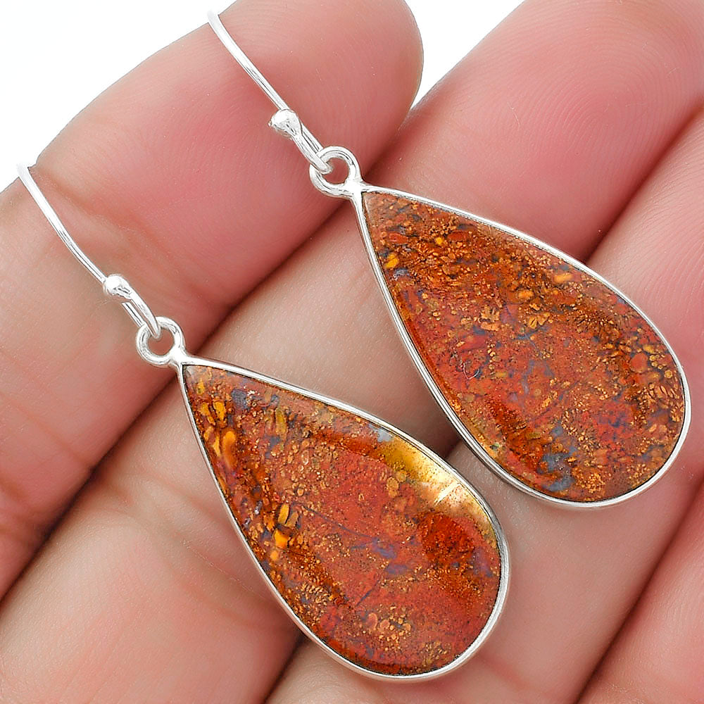 Natural Red Moss Agate Earrings E-1001 SDE61781