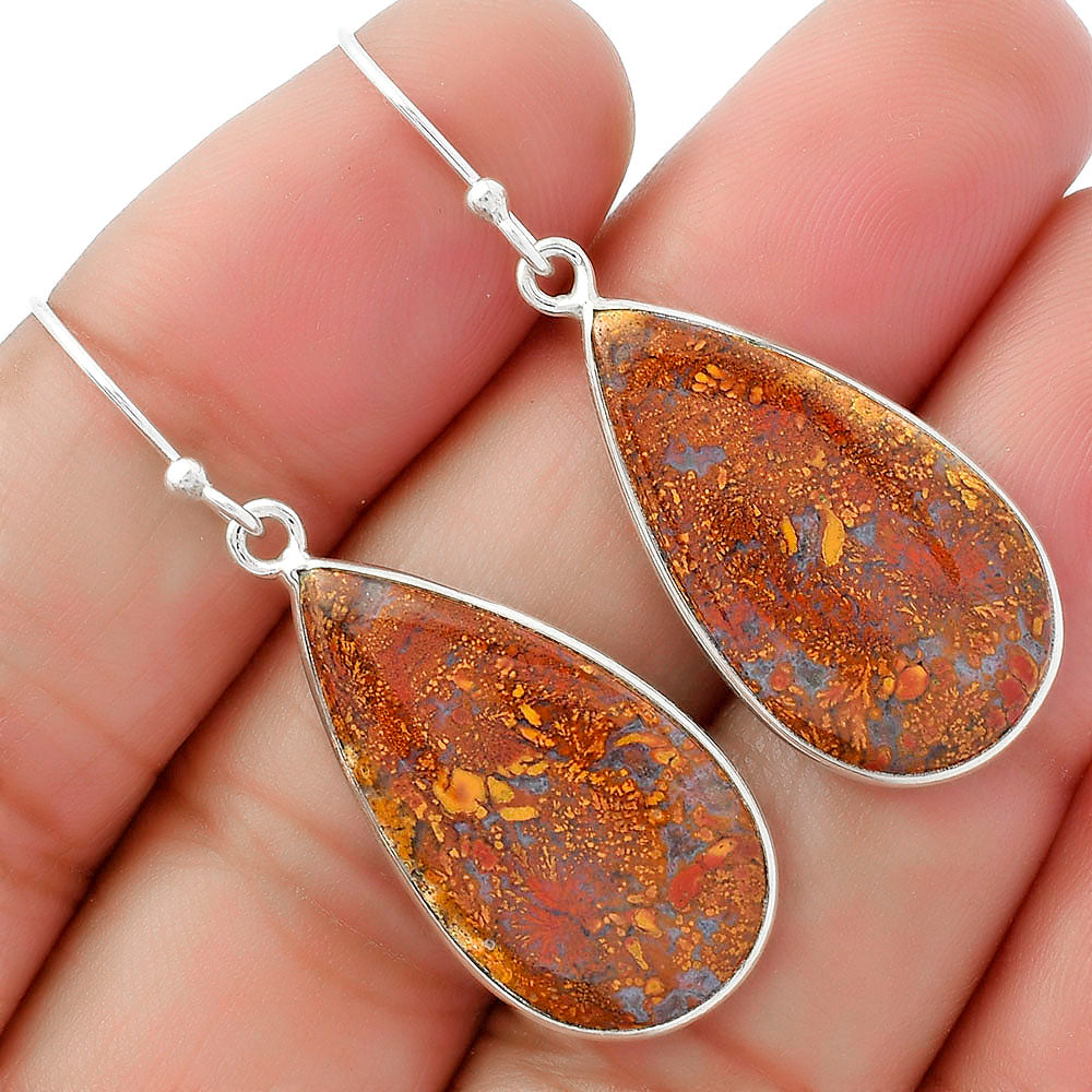 Natural Red Moss Agate Earrings E-1001 SDE61793