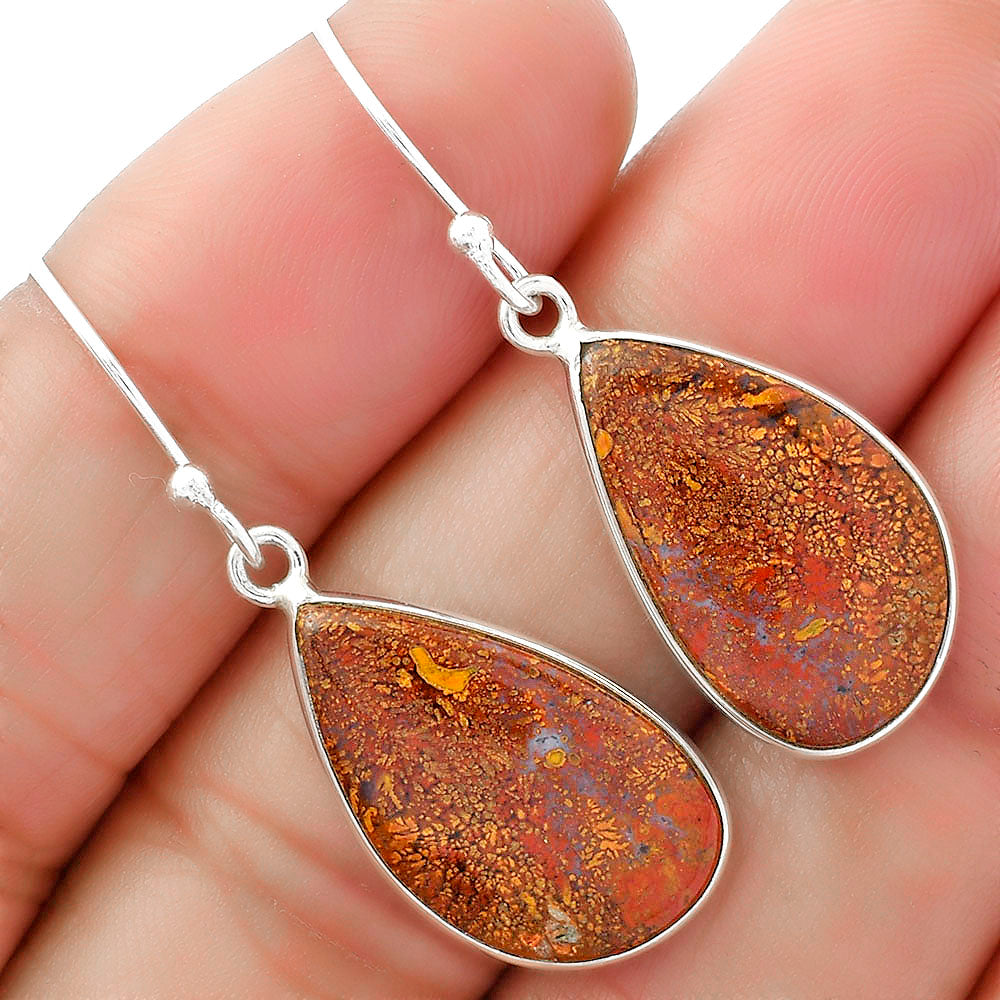 Natural Red Moss Agate Earrings E-1001 SDE61866