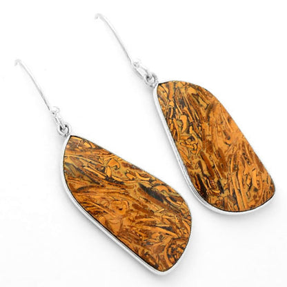 Natural Coquina Fossil Jasper India Earrings E-1001 SDE62451