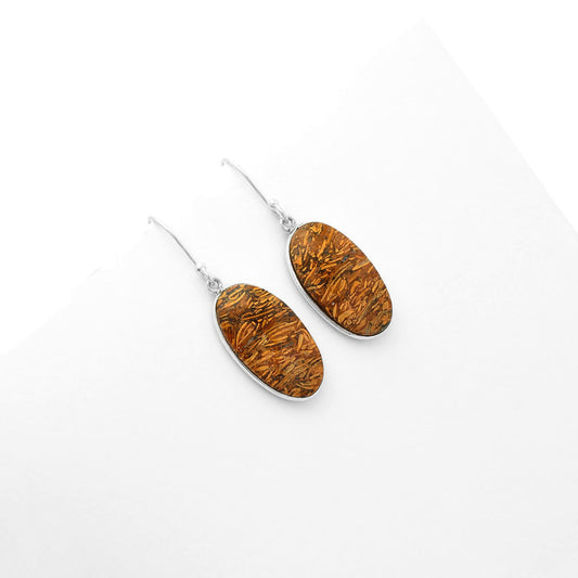 Natural Coquina Fossil Jasper India Earrings E-1001 SDE62458
