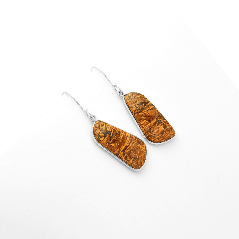 Natural Coquina Fossil Jasper India Earrings E-1001 SDE62459