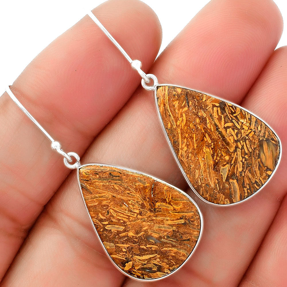 Natural Coquina Fossil Jasper India Earrings E-1001 SDE62460