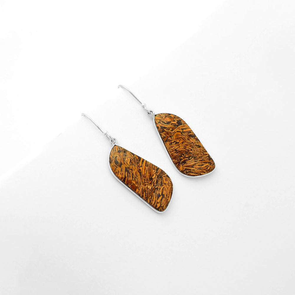 Natural Coquina Fossil Jasper India Earrings E-1001 SDE62467