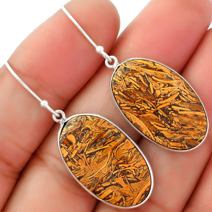 Natural Coquina Fossil Jasper India Earrings E-1001 SDE62468