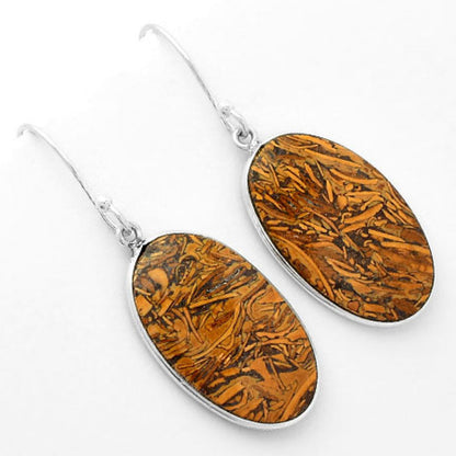 Natural Coquina Fossil Jasper India Earrings E-1001 SDE62468