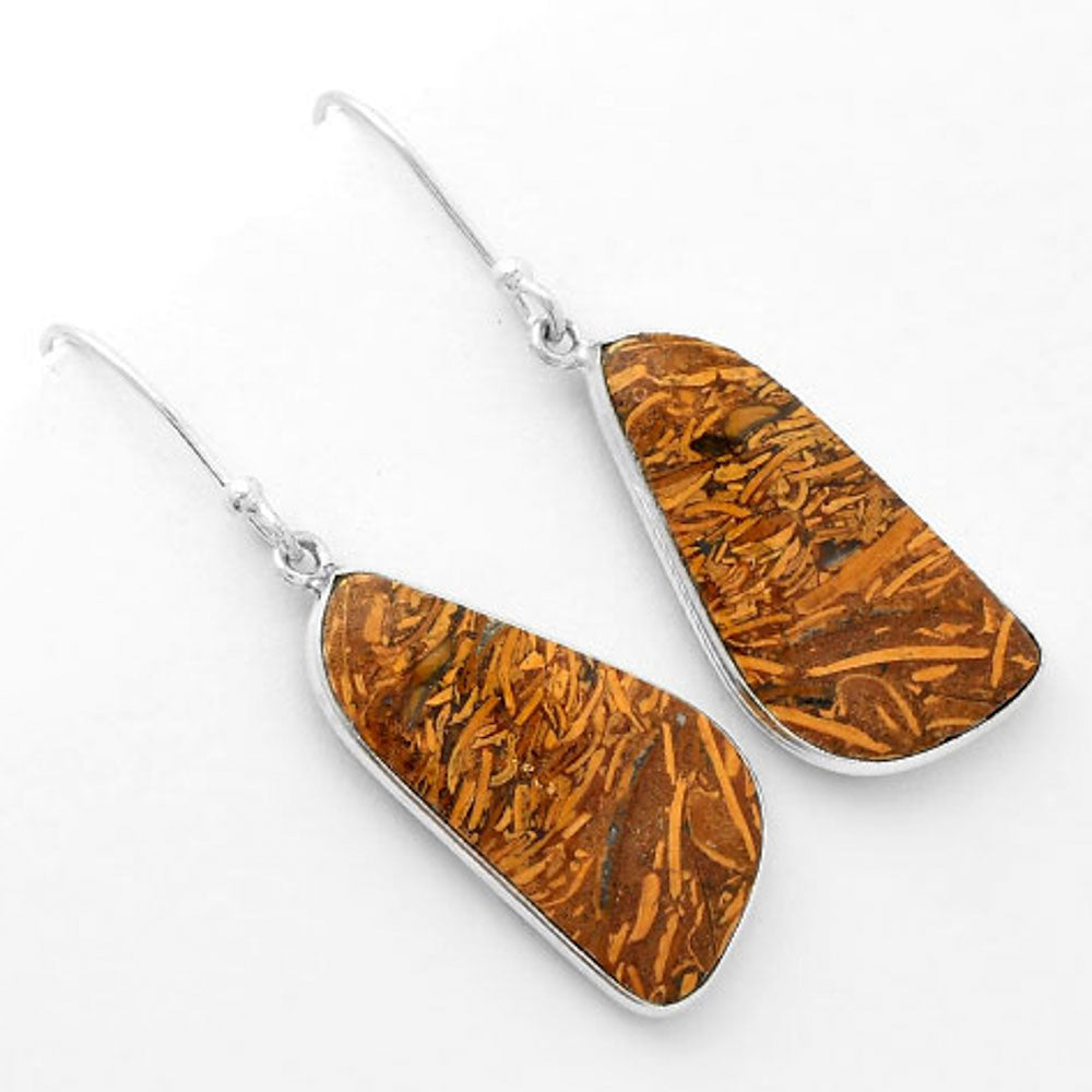 Natural Coquina Fossil Jasper India Earrings E-1001 SDE62469