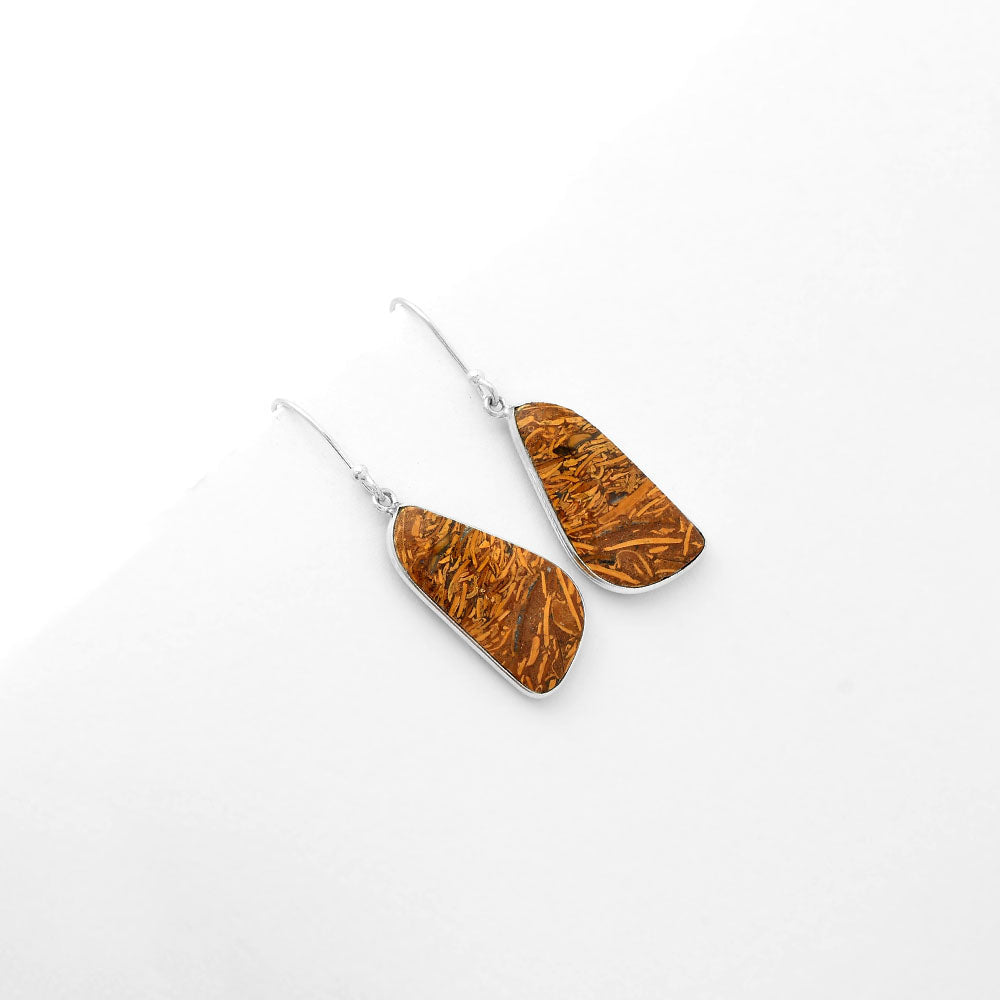 Natural Coquina Fossil Jasper India Earrings E-1001 SDE62469