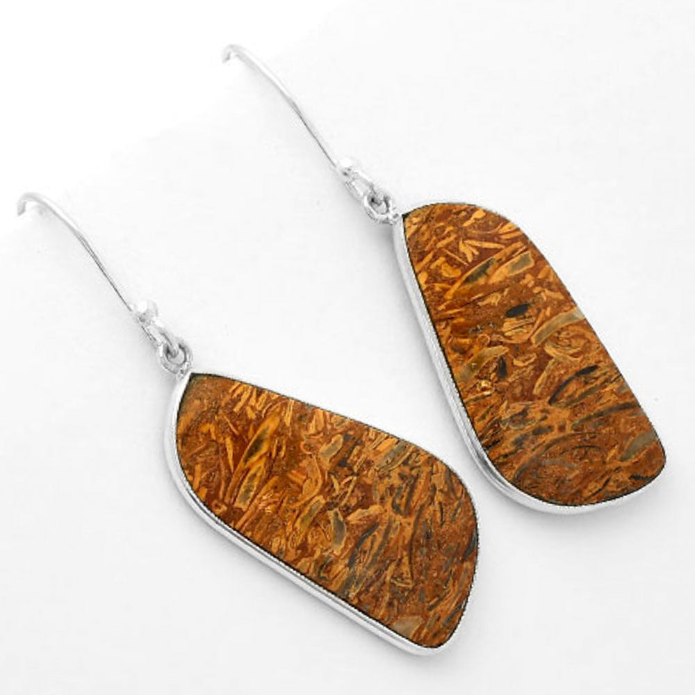 Natural Coquina Fossil Jasper India Earrings E-1001 SDE62470