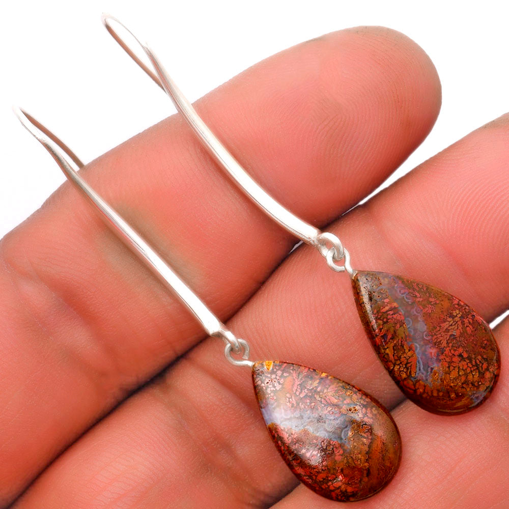 Natural Red Moss Agate Earrings E-1095 SDE62696