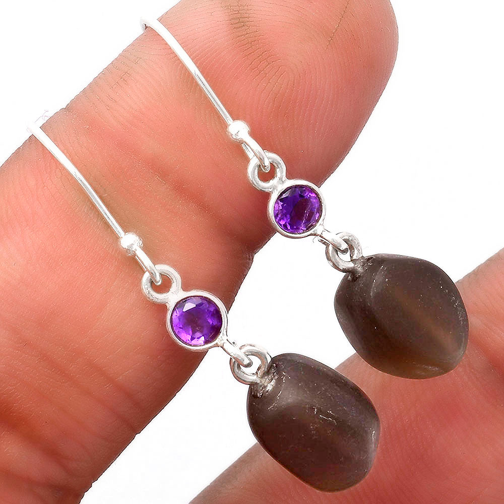 Smoky Quartz - Brazil & Amethyst Earrings E-1011 SDE62718