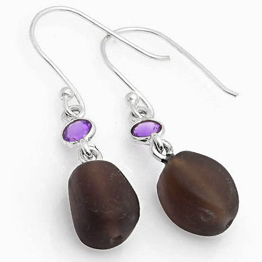 Smoky Quartz - Brazil & Amethyst Earrings E-1011 SDE62718