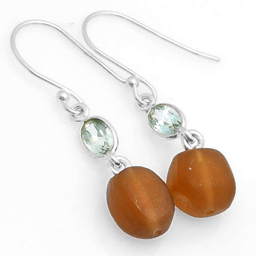 Natural Cognac Quartz & Prasiolite Earrings E-1011 SDE62753