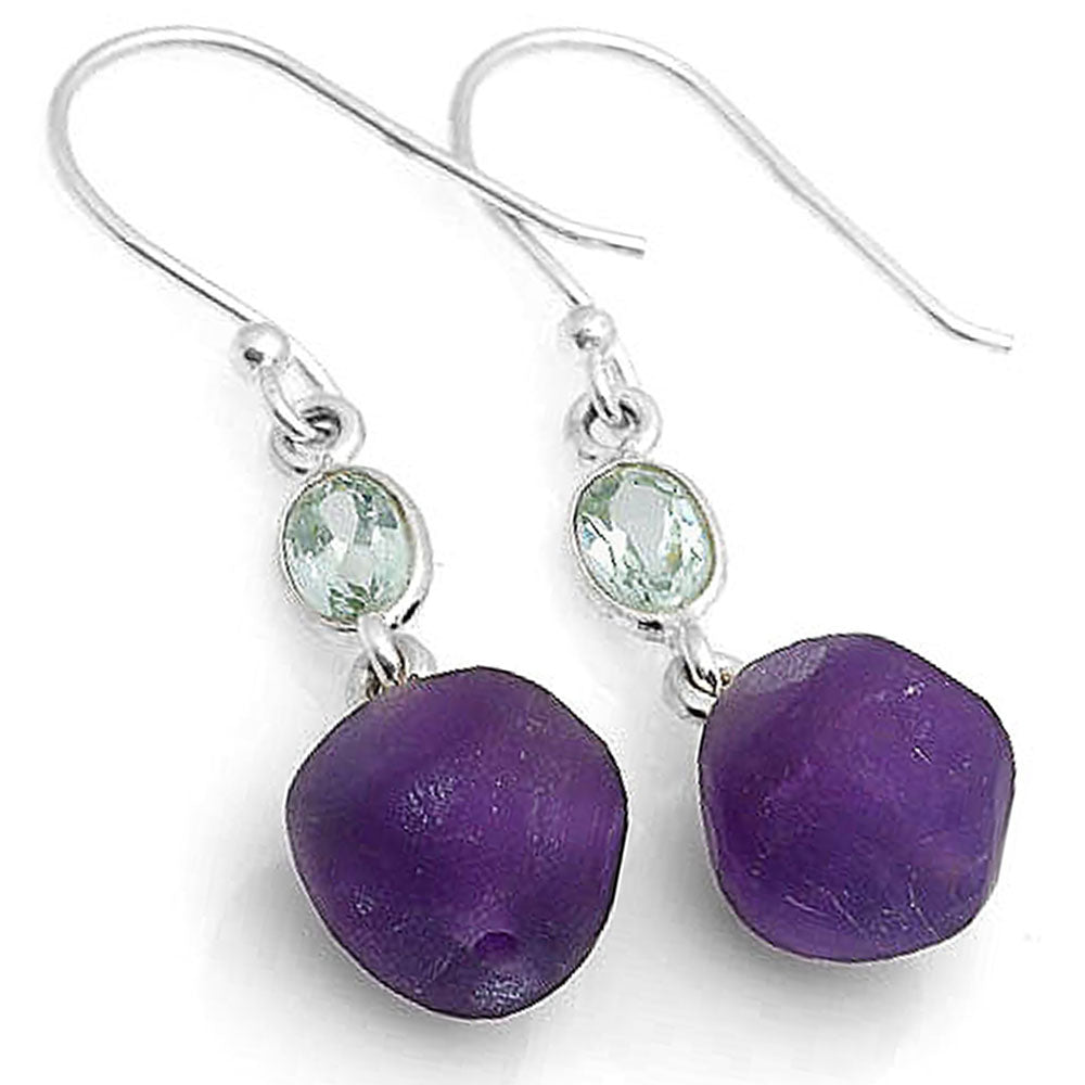 Natural African Amethyst & Prasiolite Earrings E-1011 SDE62767