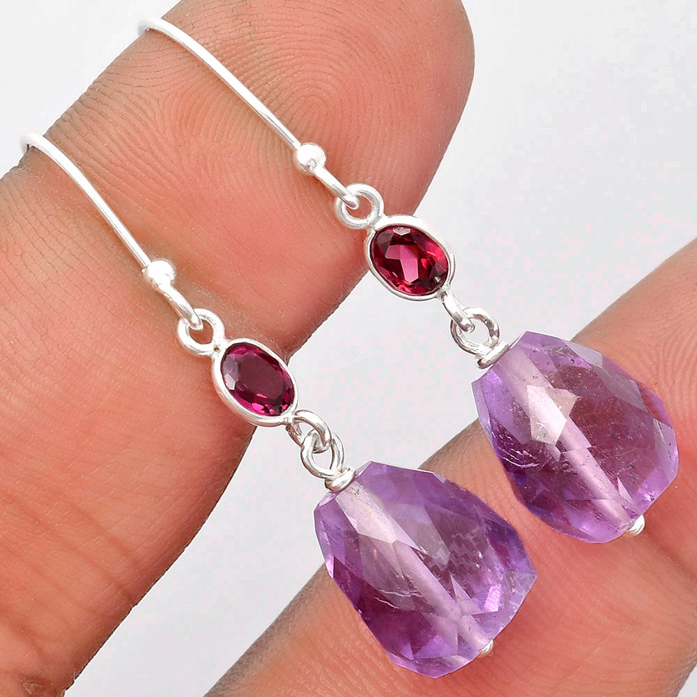 Faceted Amethyst - Brazil & Garnet Earrings E-1012 SDE62839