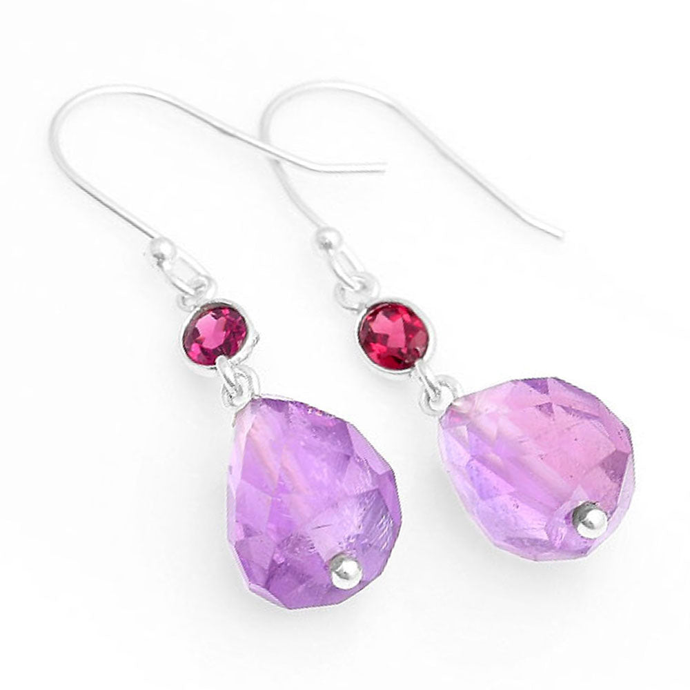 Faceted Amethyst - Brazil & Garnet Earrings E-1012 SDE62839