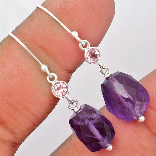 Faceted Amethyst Brazil & Morganite Earrings E-1012 SDE62843