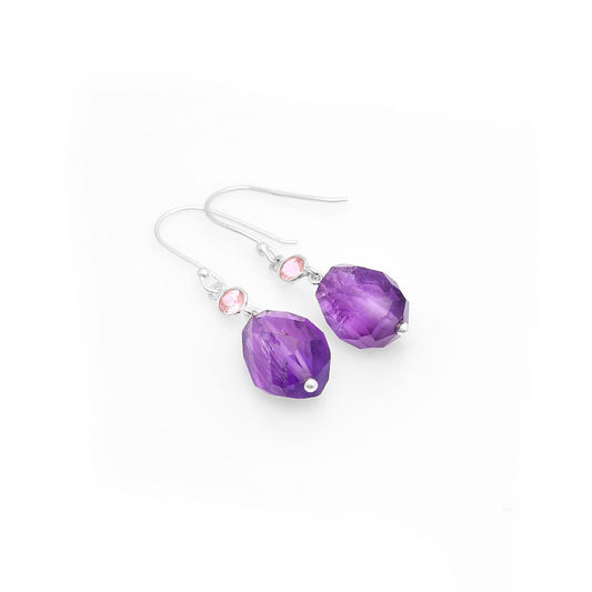 Faceted Amethyst Brazil & Morganite Earrings E-1012 SDE62843