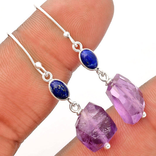 Faceted Amethyst - Brazil & Lapis Earrings E-1012 SDE62855