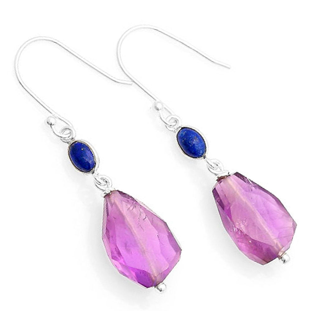 Faceted Amethyst - Brazil & Lapis Earrings E-1012 SDE62855