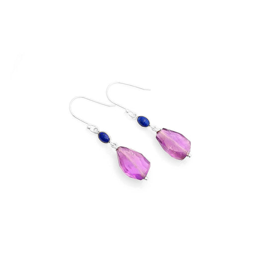 Faceted Amethyst - Brazil & Lapis Earrings E-1012 SDE62855