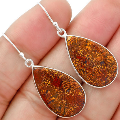 Natural Red Moss Agate Earrings E-1001 SDE63087