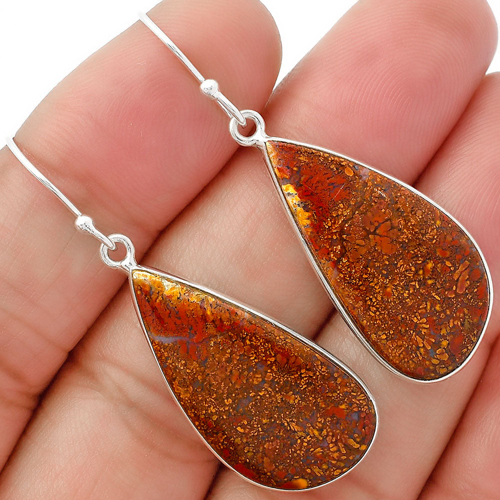 Natural Red Moss Agate Earrings E-1001 SDE63180