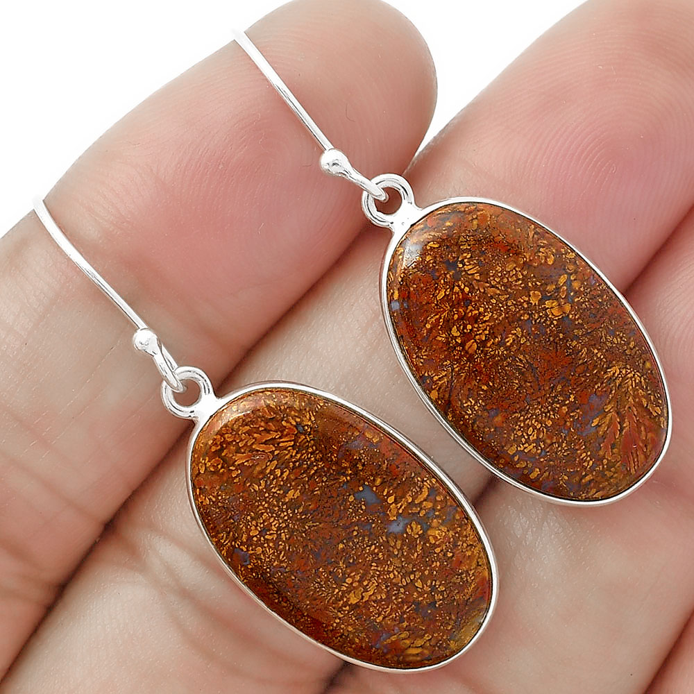 Natural Red Moss Agate Earrings E-1001 SDE63289