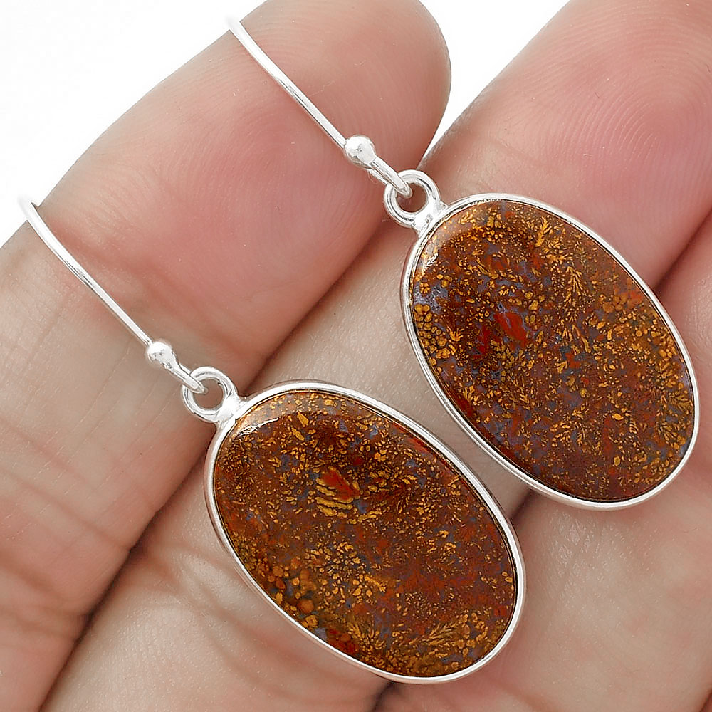 Natural Red Moss Agate Earrings E-1001 SDE63319