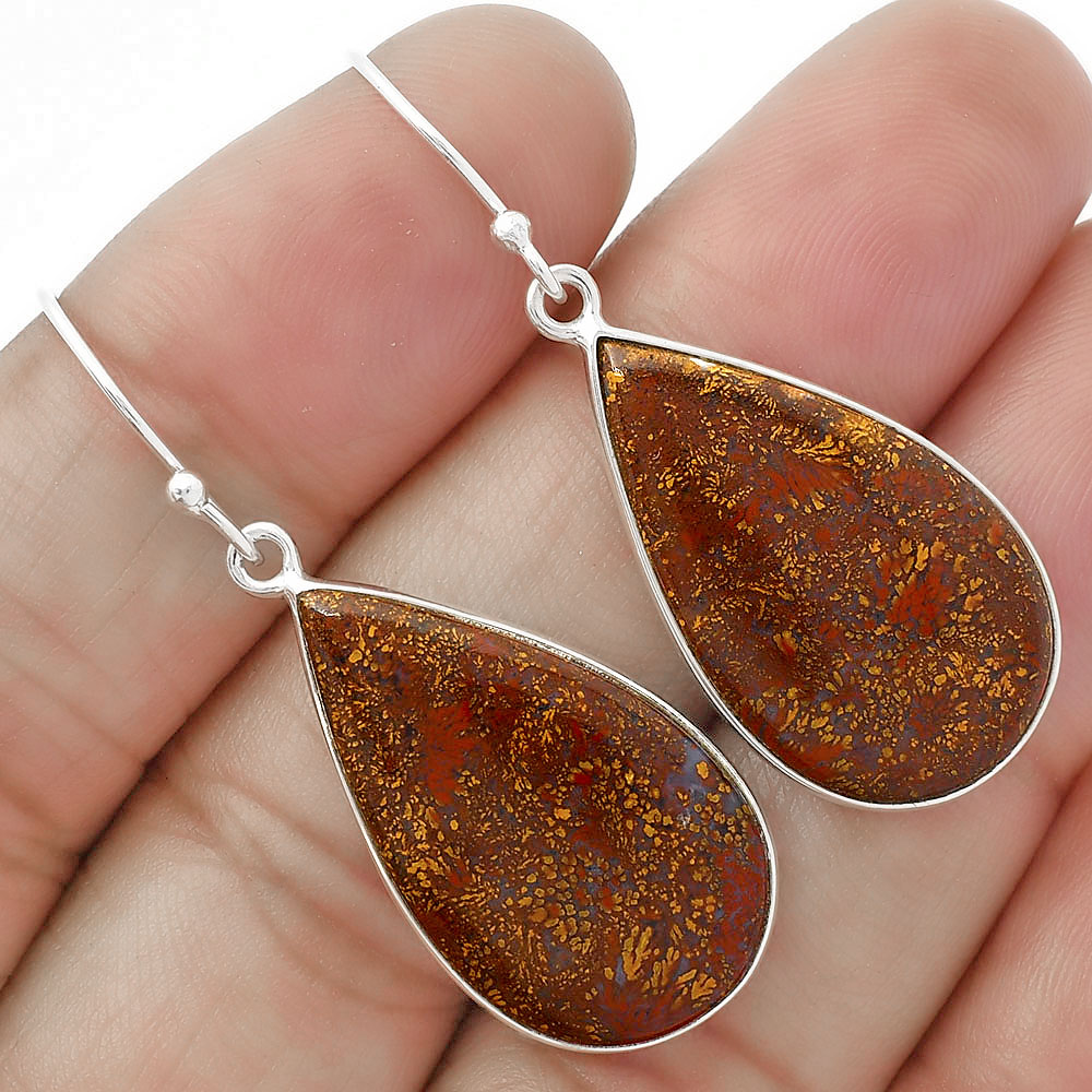 Natural Red Moss Agate Earrings E-1001 SDE63333