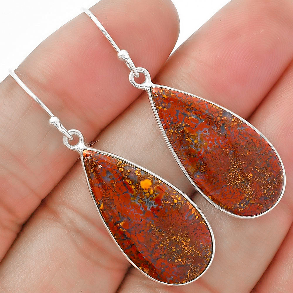 Natural Red Moss Agate Earrings E-1001 SDE63335
