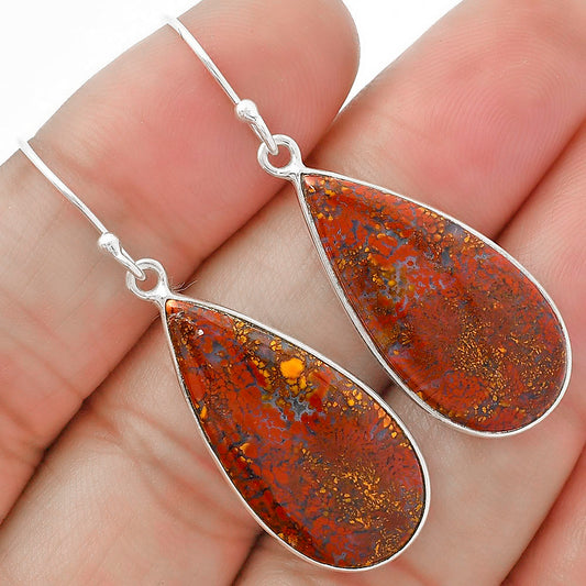Natural Red Moss Agate Earrings E-1001 SDE63335