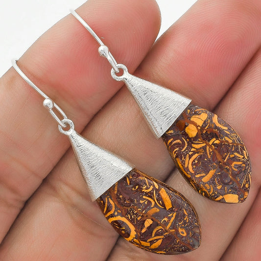 Natural Coquina Fossil Jasper India Earrings E-1083 SDE63897