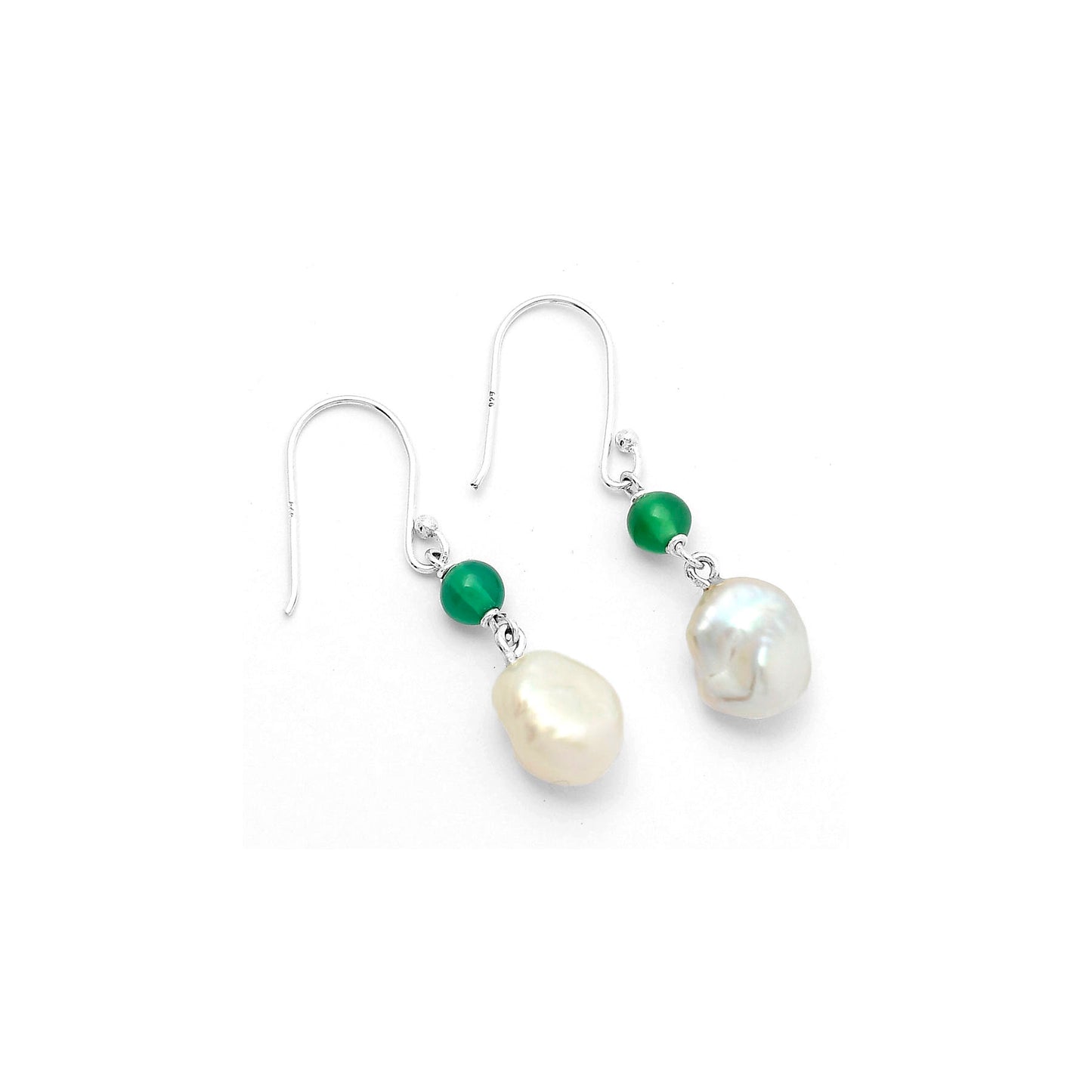Fresh Water Biwa Pearl & Green Onyx Earrings E-1010 SDE64160