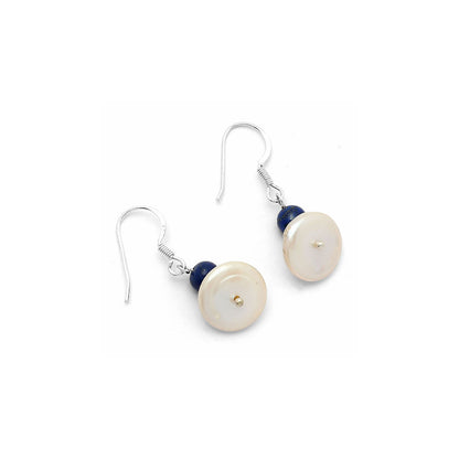 Natural Fresh Water Pearl & Lapis Earrings E-1009 SDE64810