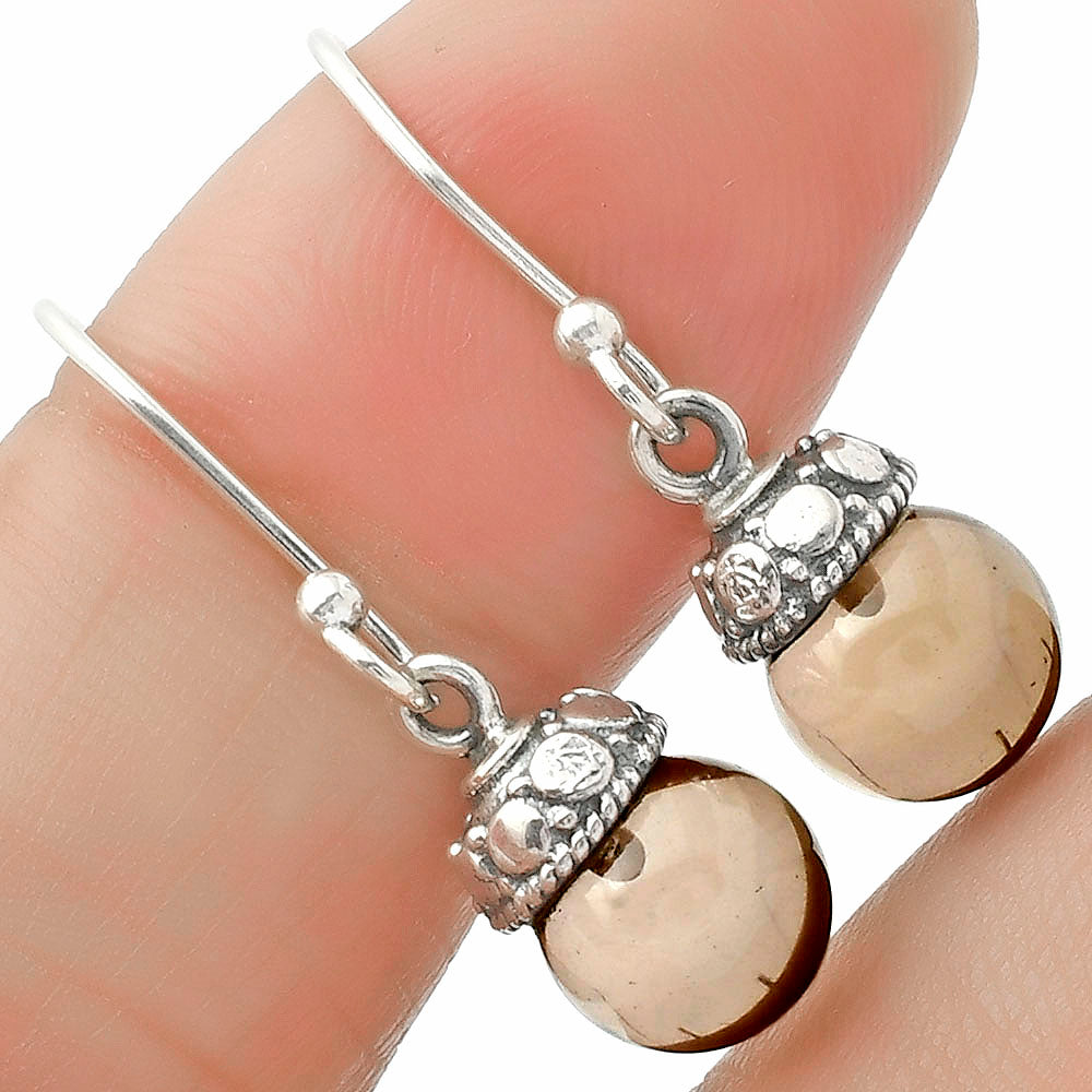 Natural Smoky Quartz Ball - Brazil Earrings E-1054 SDE64817