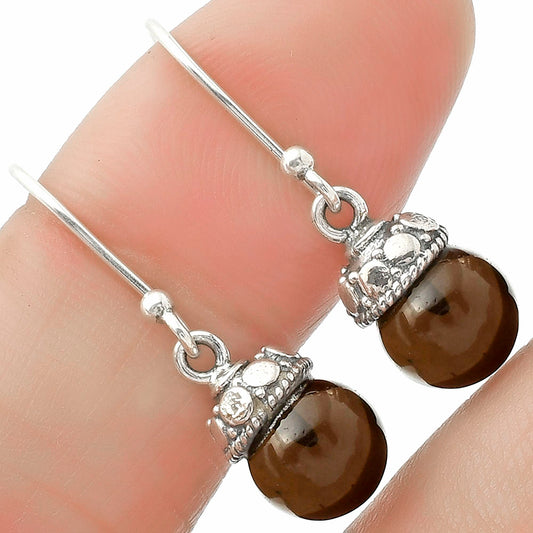 Natural Smoky Quartz Ball - Brazil Earrings E-1054 SDE64820