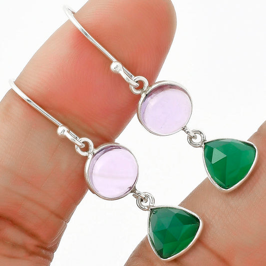 Amethyst Cab - Brazil & Green Onyx Earrings E-1006 SDE64954