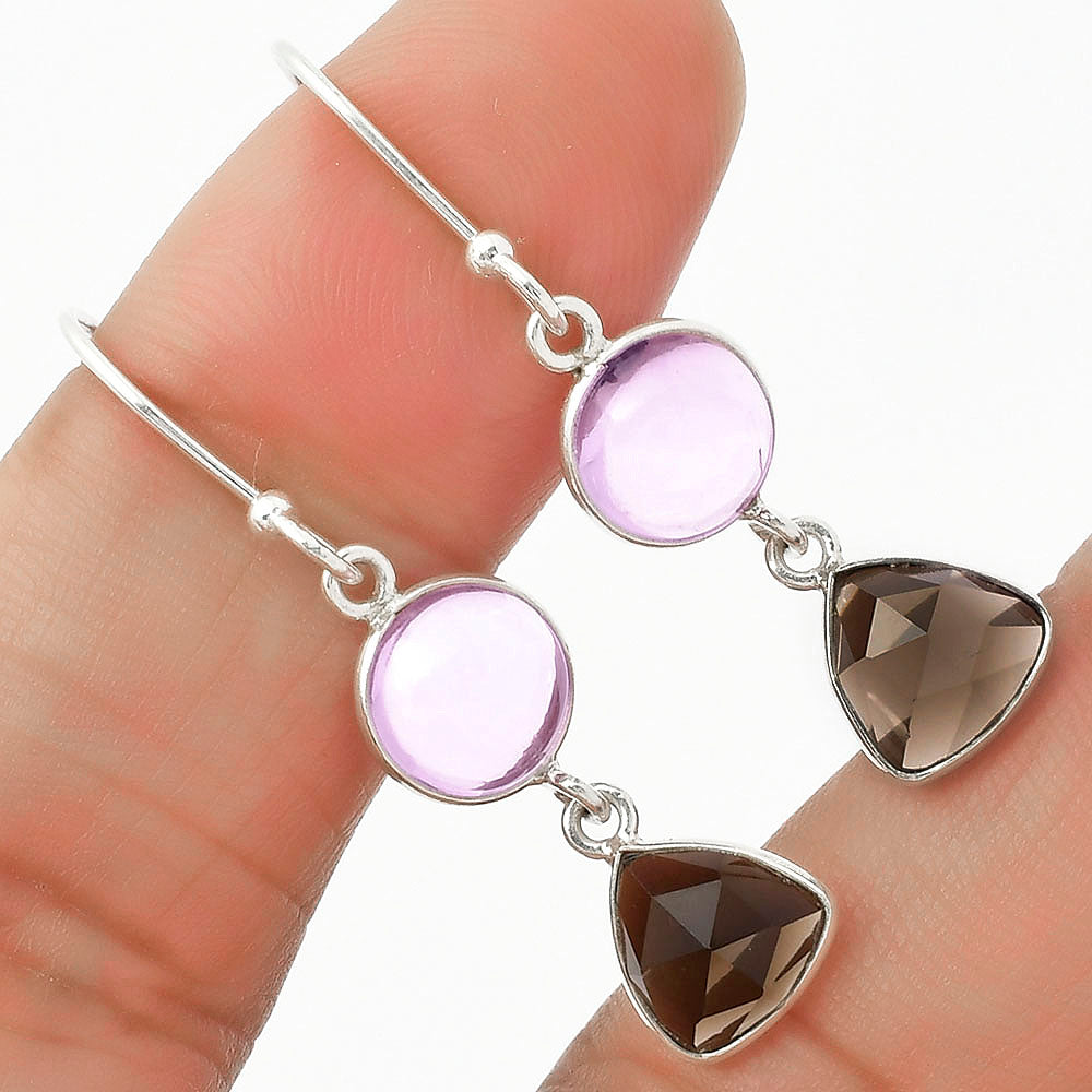 Amethyst Cab - Brazil & Smoky Quartz Earrings E-1006 SDE64959