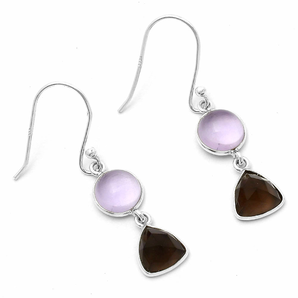Amethyst Cab - Brazil & Smoky Quartz Earrings E-1006 SDE64959