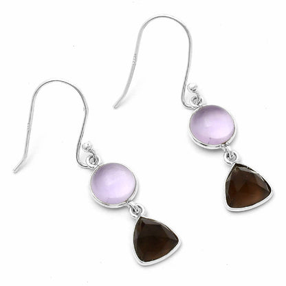 Amethyst Cab - Brazil & Smoky Quartz Earrings E-1006 SDE64959