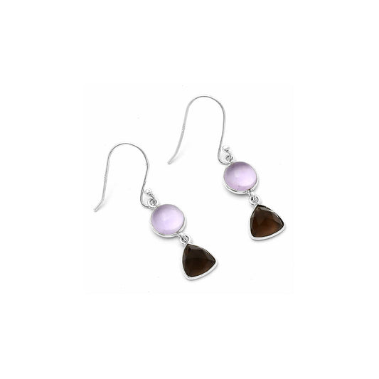 Amethyst Cab - Brazil & Smoky Quartz Earrings E-1006 SDE64959