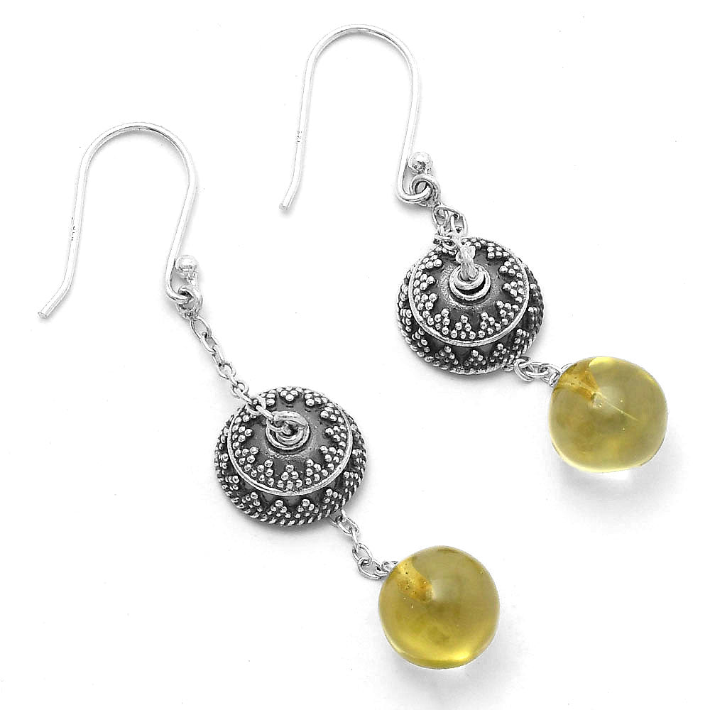 Natural Lemon Quartz Ball Earrings E-1025 SDE64990
