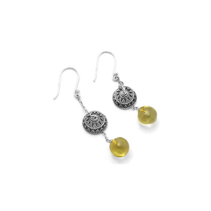 Natural Lemon Quartz Ball Earrings E-1025 SDE64990