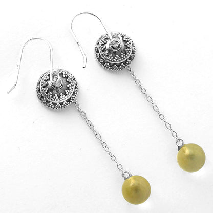 Natural Lemon Quartz Ball Earrings E-1025 SDE64992