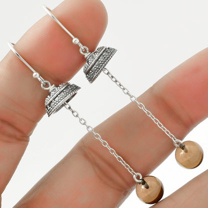 Natural Smoky Quartz Ball - Brazil Earrings E-1025 SDE64993